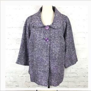 Purple metallic two button blazer by Avenue